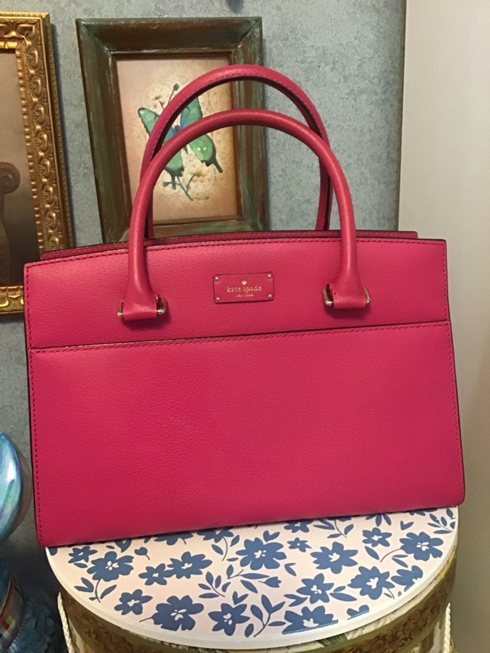 Kate spade hot pink leather satchel purse